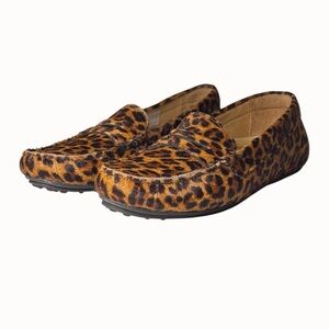 Samuel Hubbard Leopard Calf Hair Loafers Size 8.5 M Memory Foam NWOT